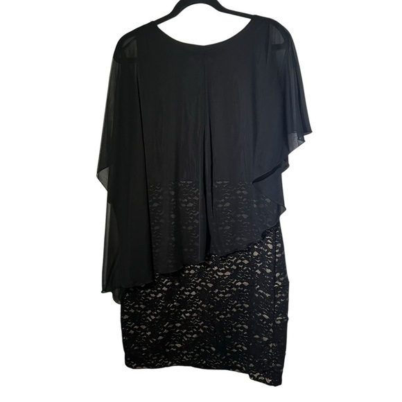 Enfocus Women Black Lace Dress With Attached Shawl Size 14W - Picture 2 of 10